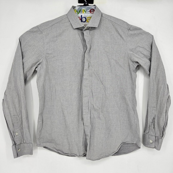 Burberry London Shirt Mens 16.5 42 Gray Button Up Long Sleeve Casual Preppy - Picture 1 of 12